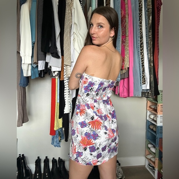 Y2K/2000s Strapless Floral Mini Dress – Size M - Picture 4 of 6